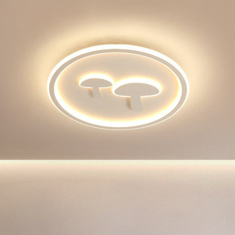 Cartoon Mushroom Led Ceiling Light With Halo Ring For Bedroom - Acrylic Flush Mount White / 15.5’