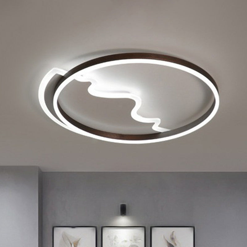 Minimalist Acrylic Led Flush Mount Ring Light For Living Room Coffee / 16.5 White