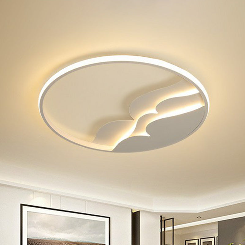 Modern Metal Led Flush Mount Ceiling Light With Halo Ring For Bedroom - White Flushmount / 17 Remote