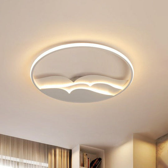 Modern Metal Led Flush Mount Ceiling Light With Halo Ring For Bedroom - White Flushmount / 17’ Warm