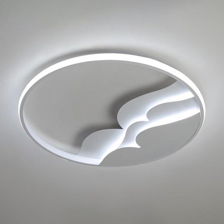 Modern Metal Led Flush Mount Ceiling Light With Halo Ring For Bedroom - White Flushmount