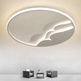 Modern Metal Led Flush Mount Ceiling Light With Halo Ring For Bedroom - White Flushmount