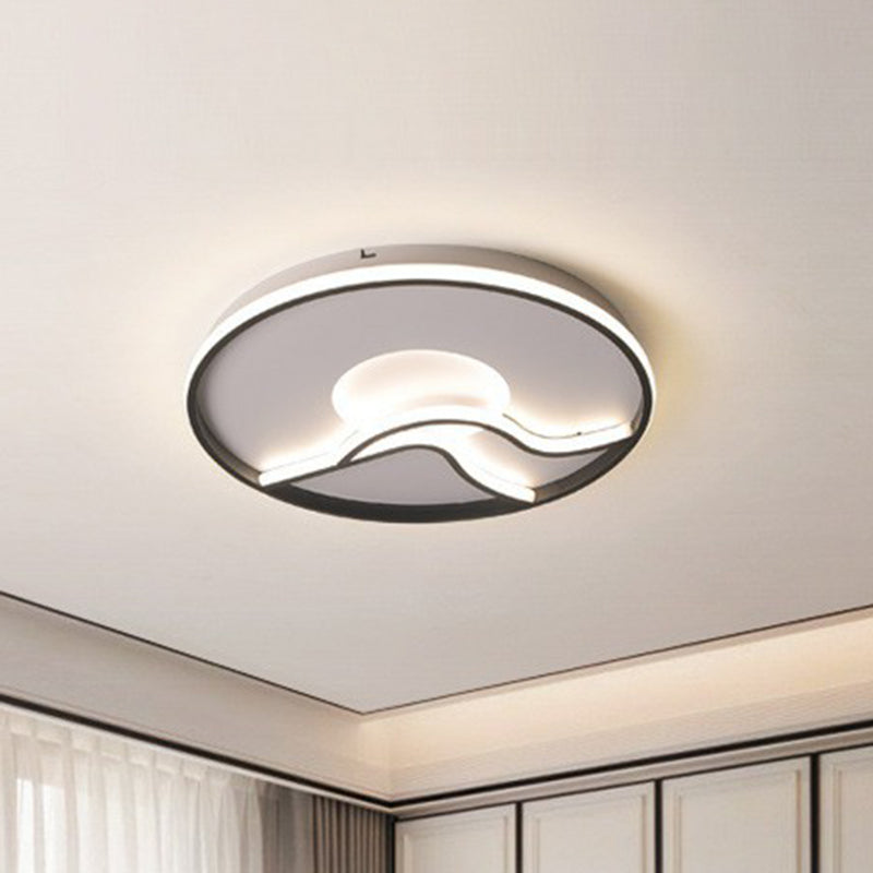 Black Sun & Mountain Nordic Flush Mount Led Lighting Fixture With Acrylic Shade / 16.5’ Third Gear