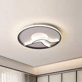 Black Sun & Mountain Nordic Flush Mount Led Lighting Fixture With Acrylic Shade / 16.5’ Third Gear