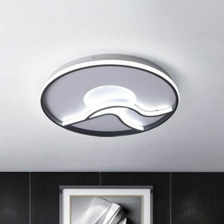 Black Sun & Mountain Nordic Flush Mount Led Lighting Fixture With Acrylic Shade / 16.5’ White