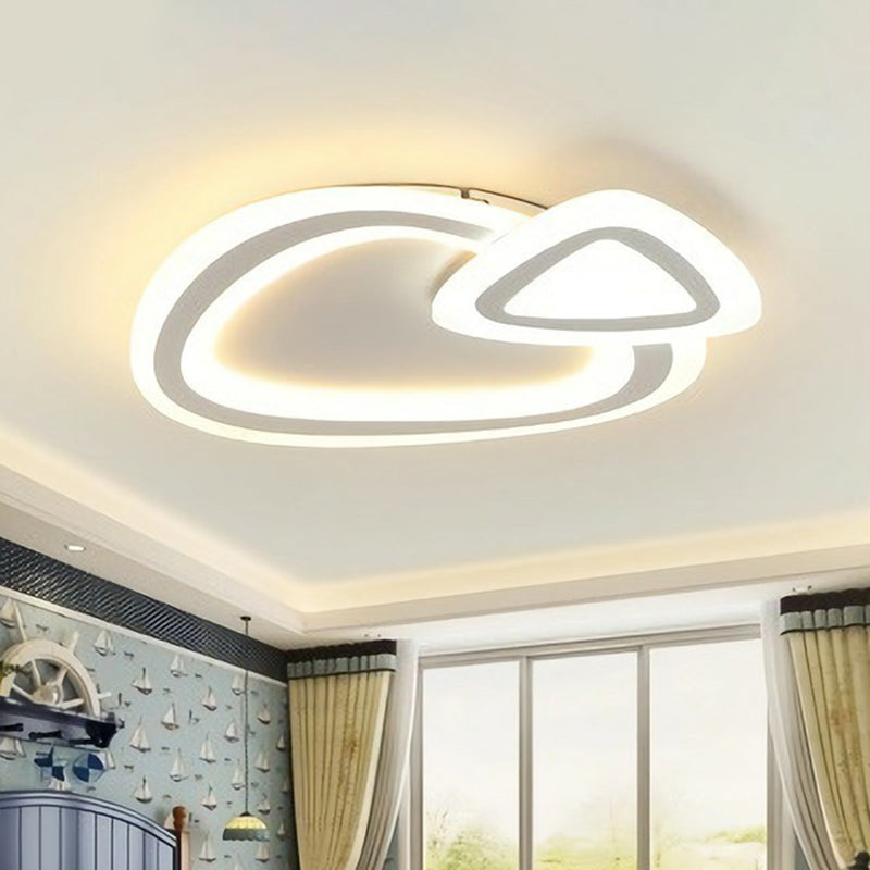 Kids Acrylic Shaded Flush Mount Lighting: White Led Fixture For Bedroom / Warm Triangle