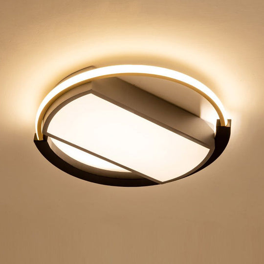 Sleek Geometric Acrylic Led Flush Mount Ceiling Light In Gold - Black