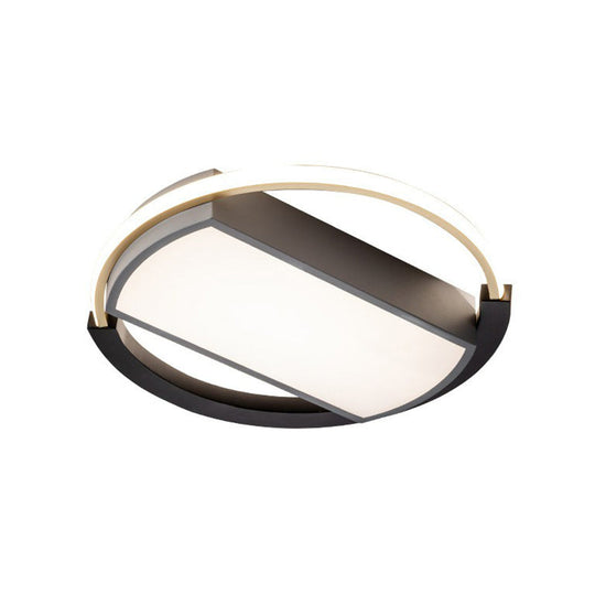 Sleek Geometric Acrylic Led Flush Mount Ceiling Light In Gold - Black