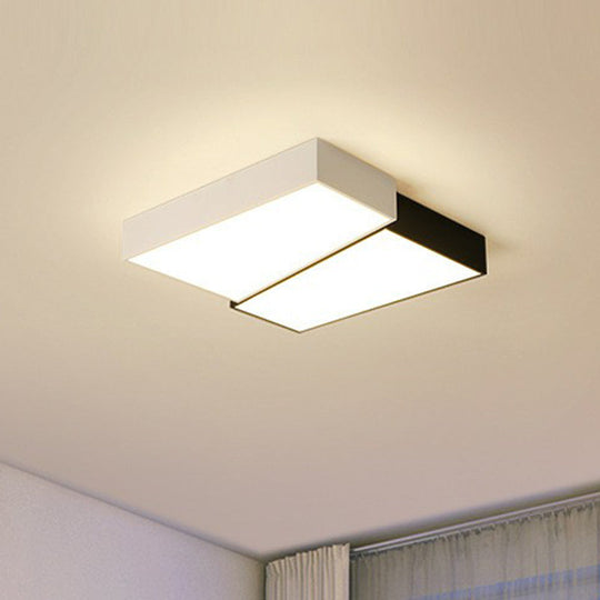 Sleek Square Led Flush Mount Ceiling Light For Modern Bedrooms - Black And White Black - White /
