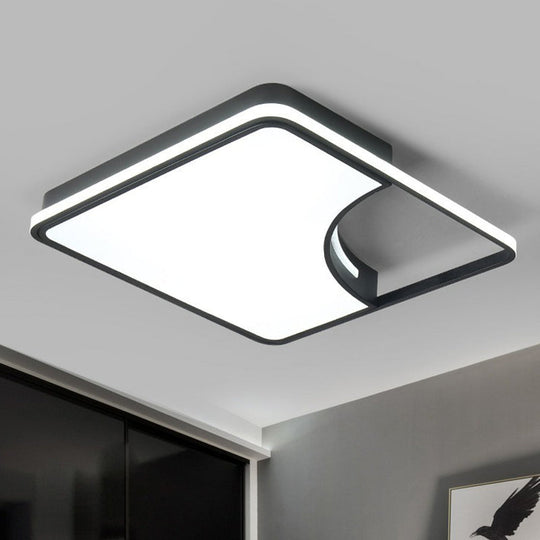 Modern Black Square Led Flush Mount Ceiling Light For Bedrooms