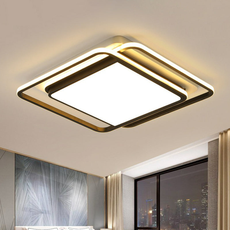 Modern Acrylic Rhombus Flush Light In Black & White: Led Ceiling Fixture Black-White / 16.5 Third