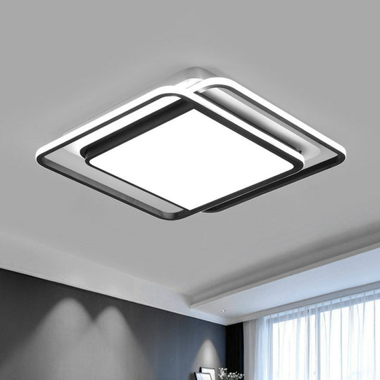 Modern Acrylic Rhombus Flush Light In Black & White: Led Ceiling Fixture Black - White / 16.5’ White