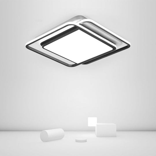 Modern Acrylic Rhombus Flush Light In Black & White: Led Ceiling Fixture