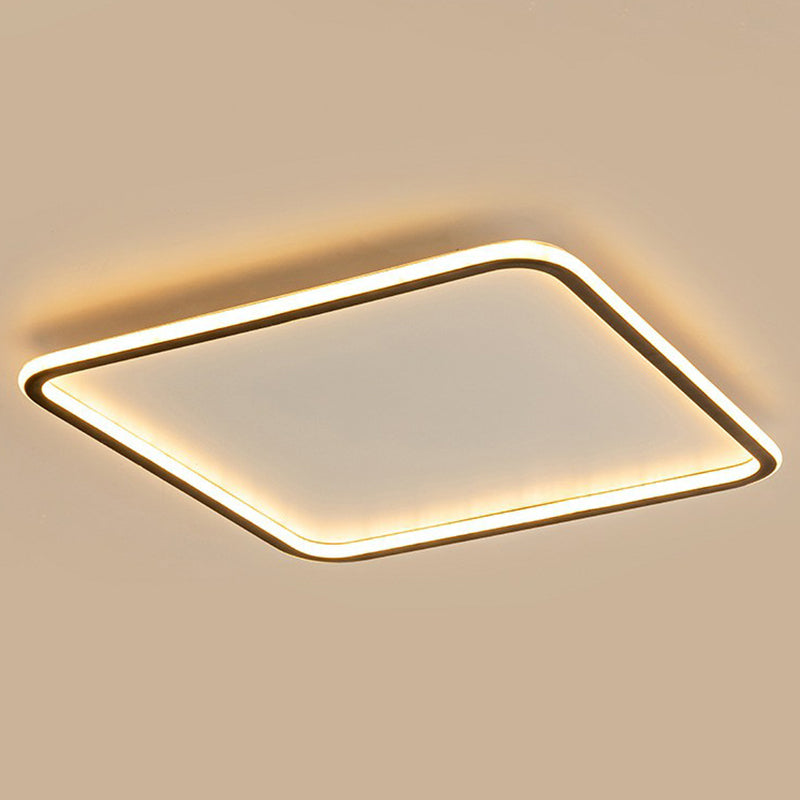 Minimalist Acrylic Black Led Flush Mount Fixture - Rectangular Frame