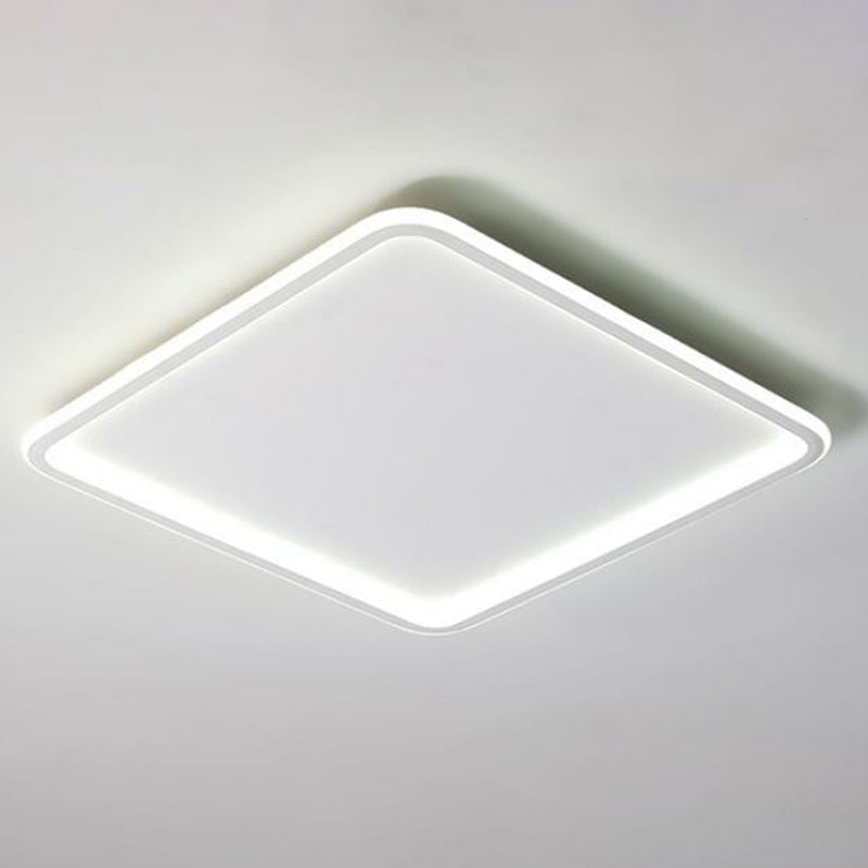 Modern Led Flush Mount Ceiling Light - Extra - Thin Aluminum Fixture In White / Square
