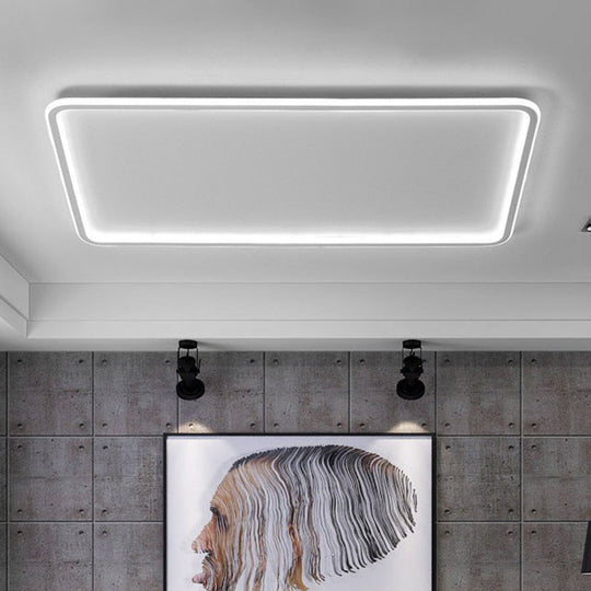 Modern Led Flush Mount Ceiling Light - Extra-Thin Aluminum Fixture In White / Rectangle