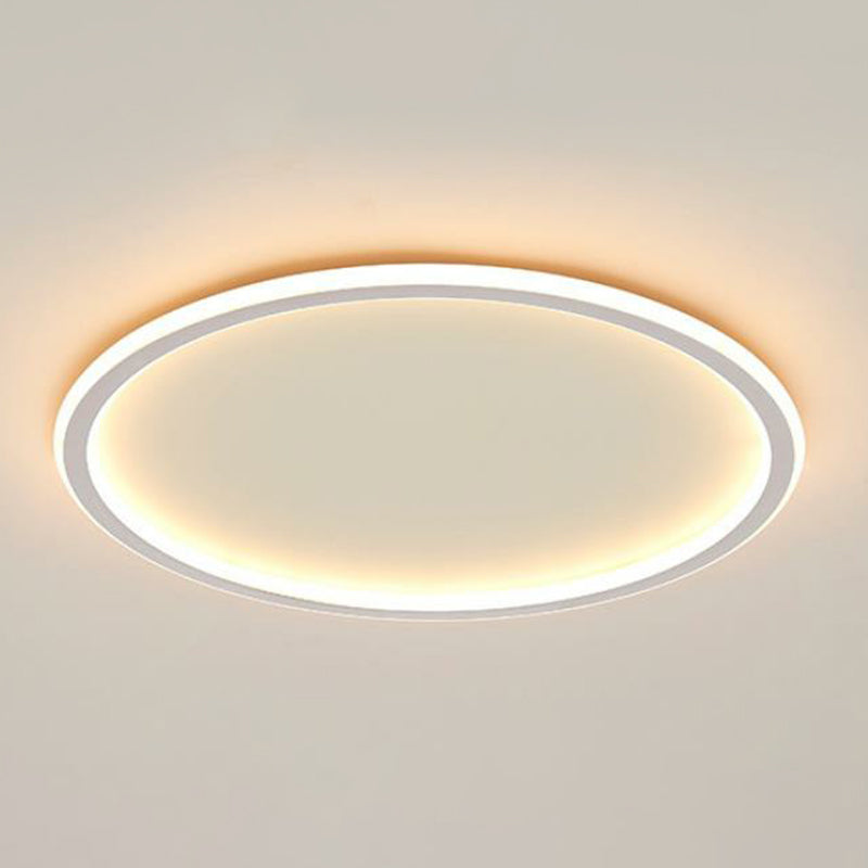 Modern Led Flush Mount Ceiling Light - Extra - Thin Aluminum Fixture In White / Warm Round