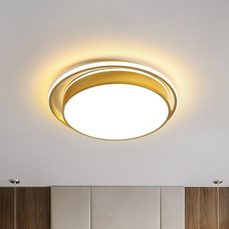 Modern Gold Flush Ceiling Light With Led And Geometric Design For Bedroom / 10 White