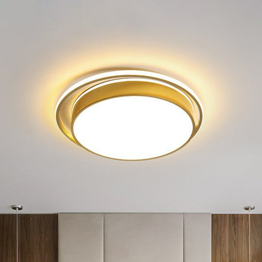 Modern Gold Flush Ceiling Light With Led And Geometric Design For Bedroom / 10 White