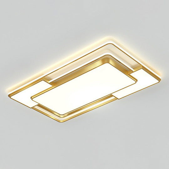 Modern Geometric Led Flush Mount Gold Ceiling Light For Living Room / 23.5 Warm