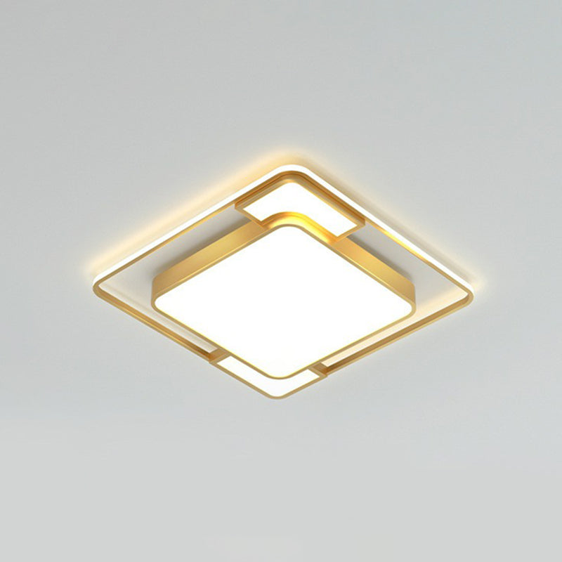 Modern Geometric Led Flush Mount Gold Ceiling Light For Living Room / 16.5 Warm