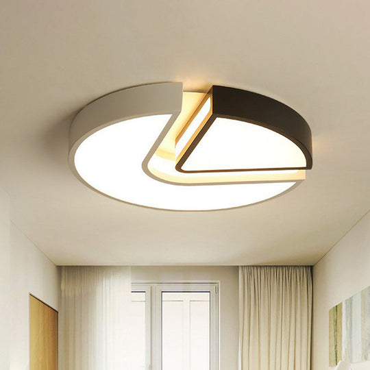 Minimalist Acrylic Led Flush Mount Ceiling Light In Black & White Black-White / Round