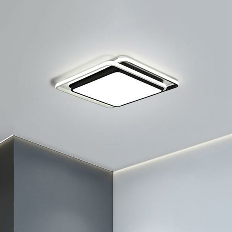 Sleek Square Bedroom Flush Mount Led Lighting With Acrylic Minimalist Design Black / 15 White