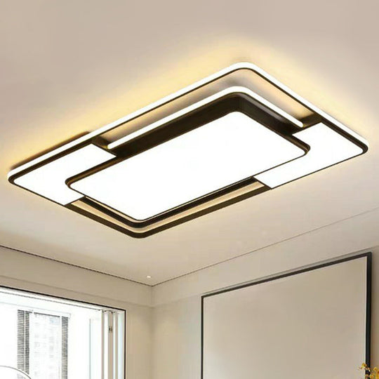 Modern Splicing Led Flush Mount Ceiling Light In Black For Living Room