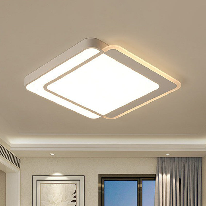 Contemporary Ultra - Thin Led Flush Mount Ceiling Light In White - Acrylic Living Room Lighting