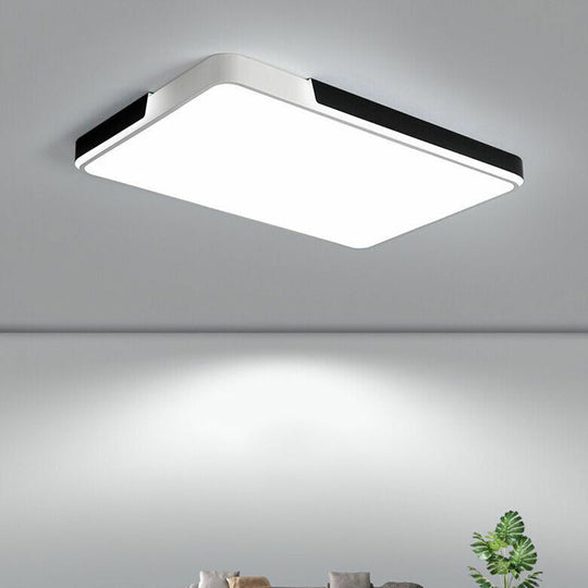 Modern Metal Geometric Led Flush Mount Ceiling Light In Black And White Black-White / Rectangle