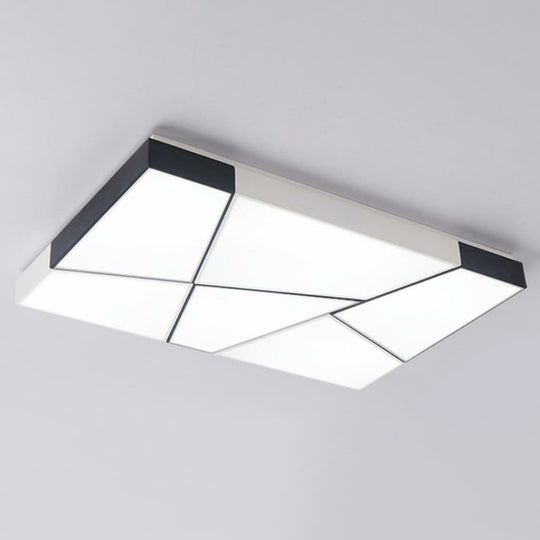 Sleek Acrylic Led Flush Mount Lighting In Stylish Black And White For Living Room Black-White / 31.5
