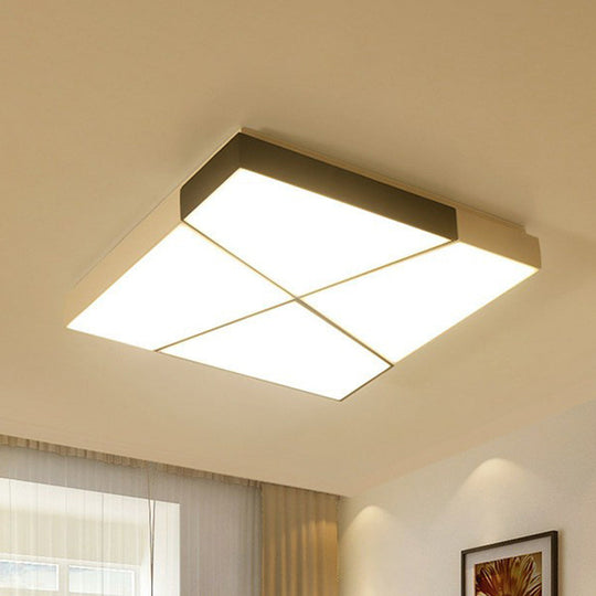 Sleek Acrylic Led Flush Mount Lighting In Stylish Black And White For Living Room Black-White / 19.5