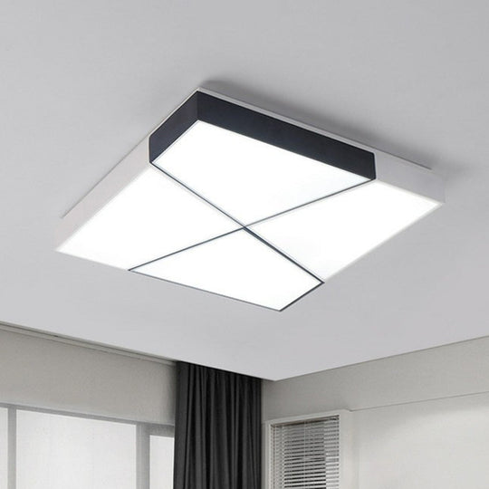 Sleek Acrylic Led Flush Mount Lighting In Stylish Black And White For Living Room Black-White / 19.5