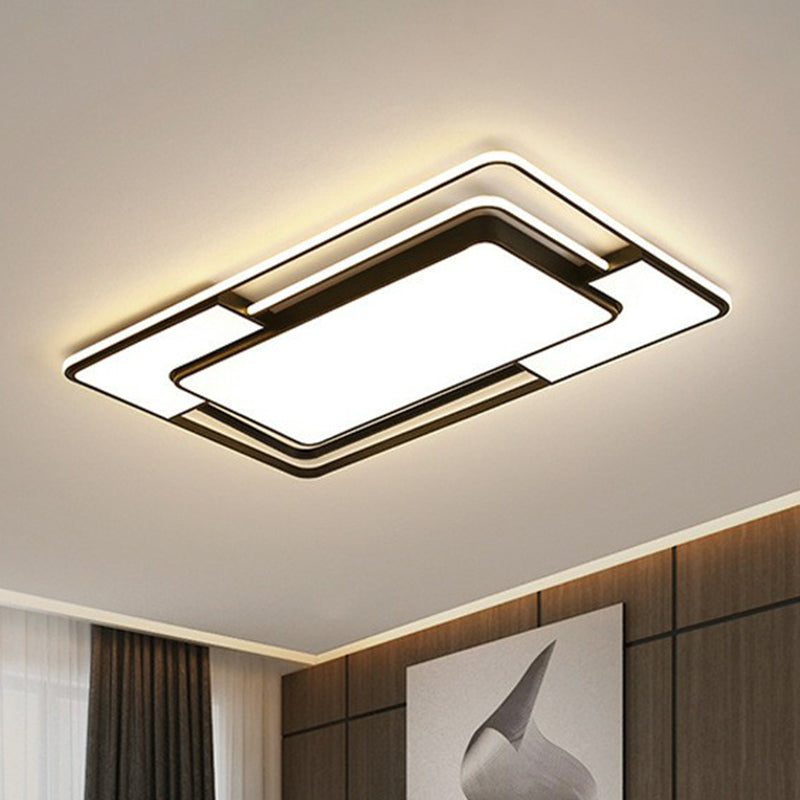 Modern Black Led Flush Mount Ceiling Light: Splicing Aluminum Design - Ideal For Living Room