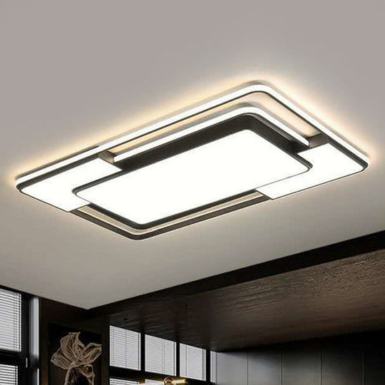 Modern Black Led Flush Mount Ceiling Light: Splicing Aluminum Design - Ideal For Living Room / 23.5