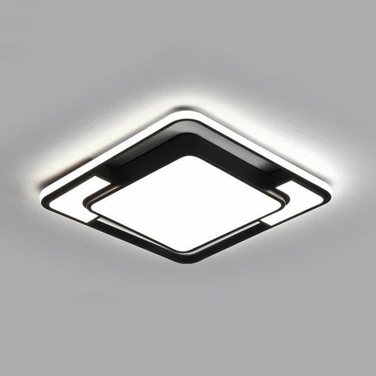 Modern Black Led Flush Mount Ceiling Light: Splicing Aluminum Design - Ideal For Living Room / 16.5