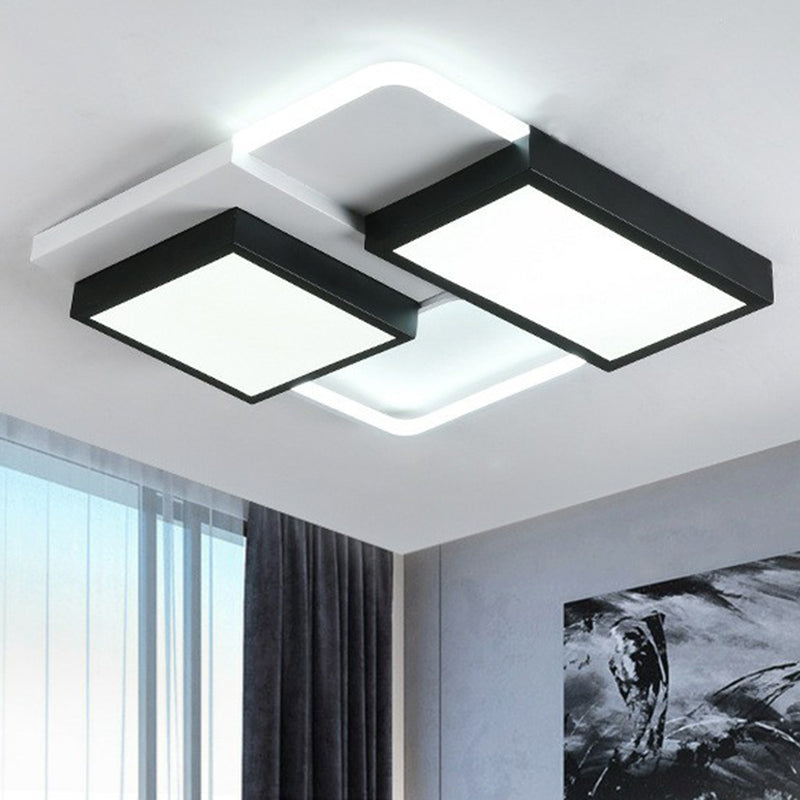 Modern Black Acrylic Led Flush Ceiling Light Fixture / 21.5 Third Gear