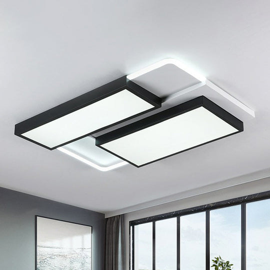 Modern Black Acrylic Led Flush Ceiling Light Fixture / 23.5’ Third Gear