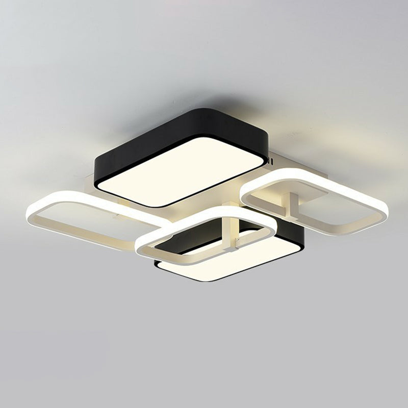 Minimalist Metallic Black And White Led Flush Mount Lighting Fixture - Splicing Design Black-White /