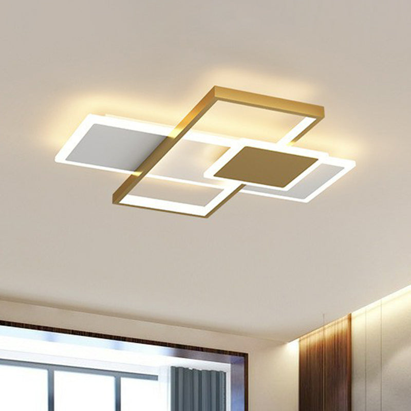 Rectangle Led Flush Mount Ceiling Light - Modern Simplicity For Living Rooms Gold / 16.5 Warm