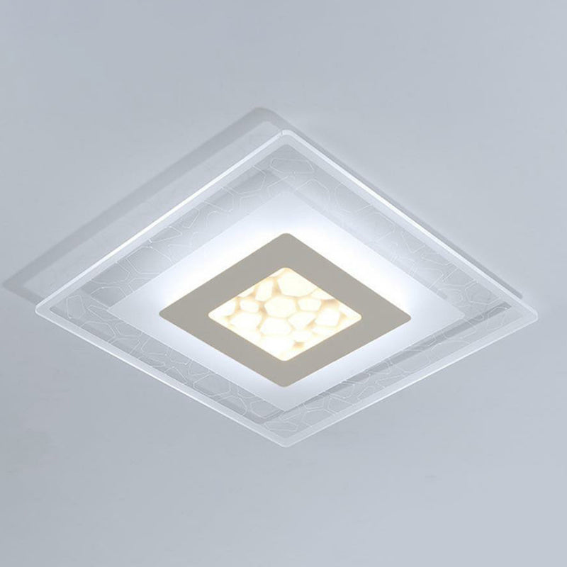 Modern Square Flush Led Ceiling Light Fixture For Bedroom Clear Acrylic Design / 8’ 2 Color