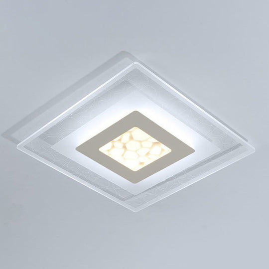 Modern Square Flush Led Ceiling Light Fixture For Bedroom Clear Acrylic Design / 8’ 2 Color