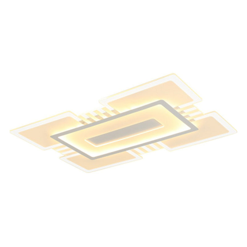 Minimalist Clear Led Flush Mount Fixture: Ultra - Thin Rectangular Living Room Lighting