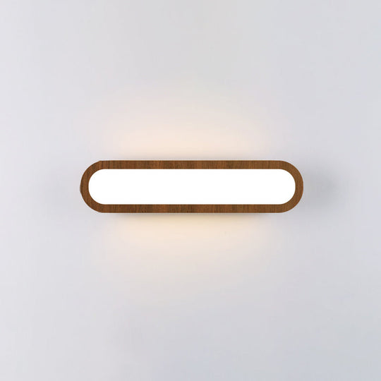 Contemporary Led Sconce Vanity Light For Bedroom - Oval Elongated Acrylic Fixture Brown / 17