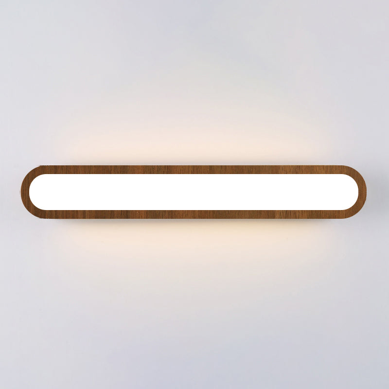Contemporary Led Sconce Vanity Light For Bedroom - Oval Elongated Acrylic Fixture Brown / 25