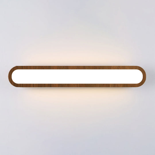Contemporary Led Sconce Vanity Light For Bedroom - Oval Elongated Acrylic Fixture Brown / 25