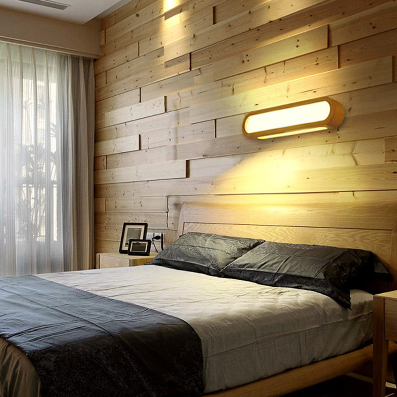 Contemporary Led Sconce Vanity Light For Bedroom - Oval Elongated Acrylic Fixture