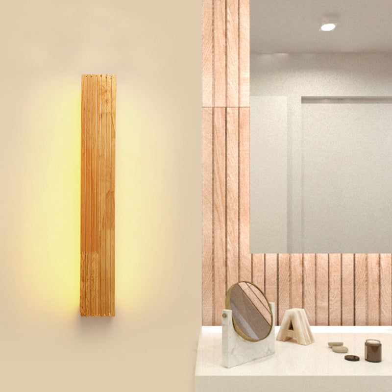 Minimalist Wood Wall Sconce Light With Led Vanity And Acrylic Shade For Bathroom