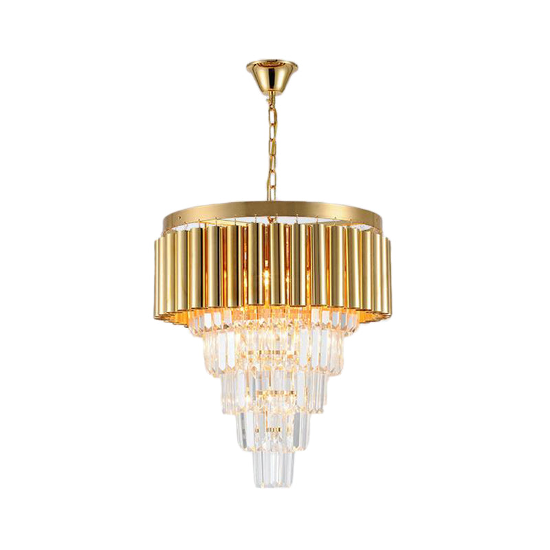 Postmodern Crystal & Metal Chandelier Light - 5/8/10 Lights Gold Finish 16’/19.5’/23.5’ Wide