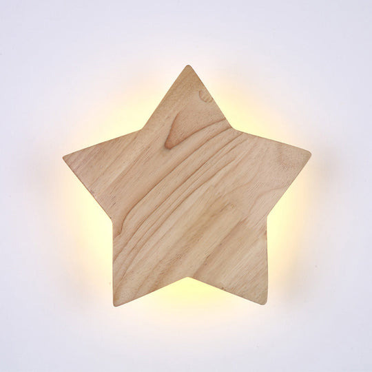 Modern Wood Star Led Wall Sconce - Stylish Contemporary Living Room Lighting